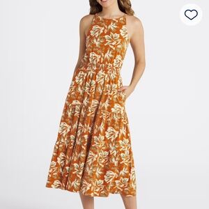 Market & Spruce Orange Floral Midi Dress